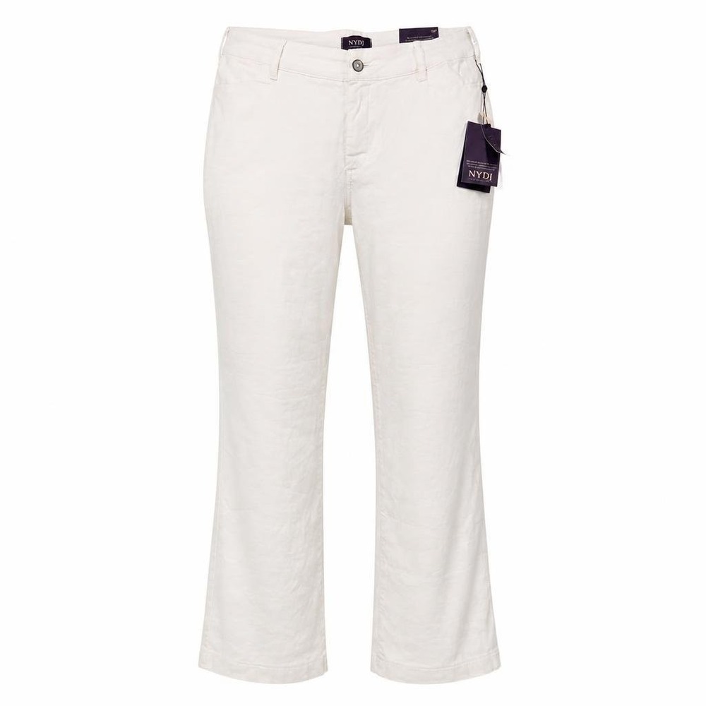NYDJ The Trouser Pants Womens‎ 16P White Linen Lift Tuck Career Coastal Wide Leg